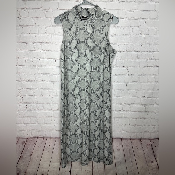 NWT BANANA REPUBLIC Snakeskin PRINT midi length sleeveless mock neck dress, sz M - Picture 1 of 5